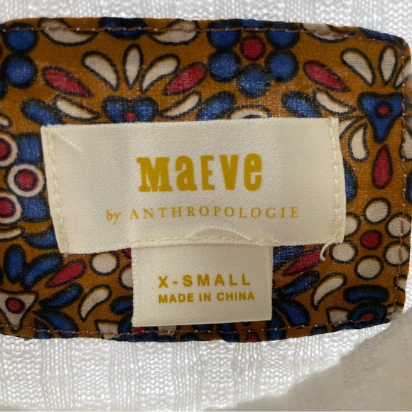 Anthropologie Maeve Winterscape White Ribbed Cowl Neck Peplum Top - Picture 5 of 5